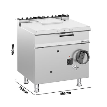 700 Seri Devrilir Tava - Gazlı - 60L - 20,5kW - Manuel Kaldırma (El Çarklı) - Su Doldurma Musluklu