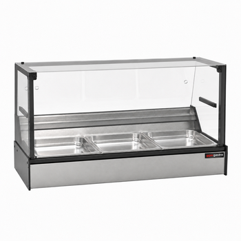 Set Üstü Sıcak Teşhir Ünitesi - 3 GN 1/1 - Düz Camlı - 1050x920 mm