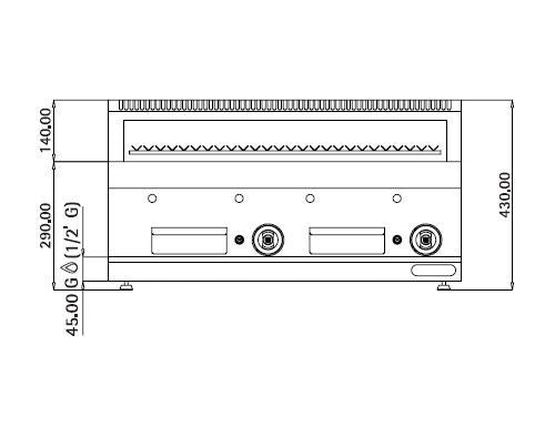 Gazlı Lav Taşı Izgara - 14kW- Devrilir Izgara