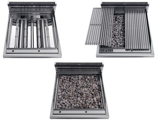 Gazlı Lav Taşı Izgara - 10,6 kW- Devrilir Izgara - 2 Kapılı Alt Stand Dahil