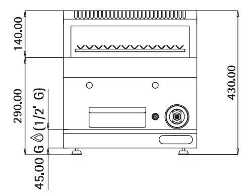 Gazlı Lav Taşı Izgara - 5,5 kW- Devrilir Izgara