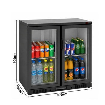 Bar Arkası Şişe Soğutucu - 2 Kapılı - Siyah - 900x520x900 mm