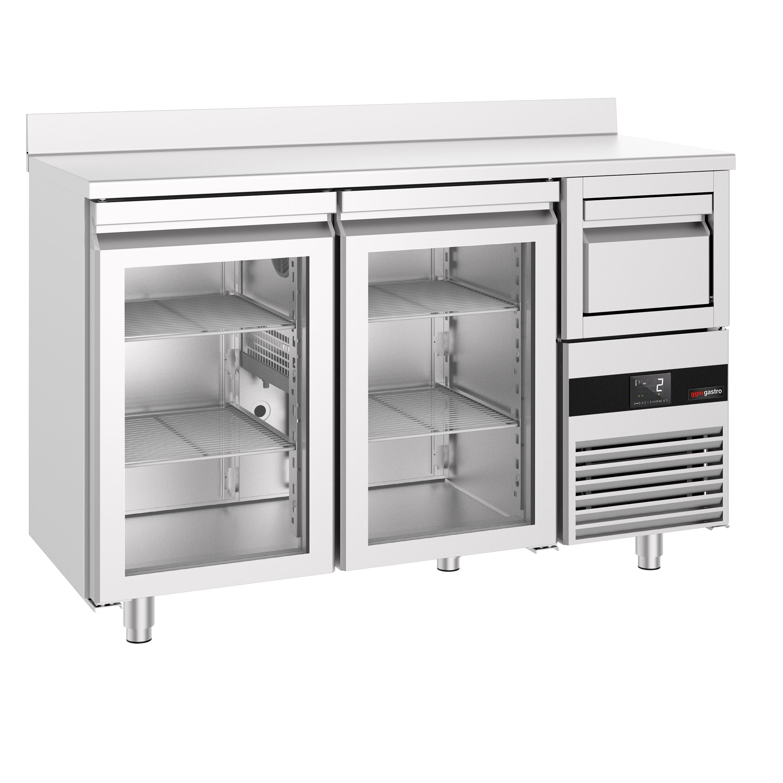 Bar Tipi & Meşrubat Buzdolabı - 1580x600mm - 2 Cam Kapılı, Sırtlı & Telve Kovalı