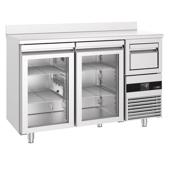 Bar Tipi & Meşrubat Buzdolabı  - 1580x600mm - 2 Cam Kapılı,  Sırtlı & Telve Kovalı