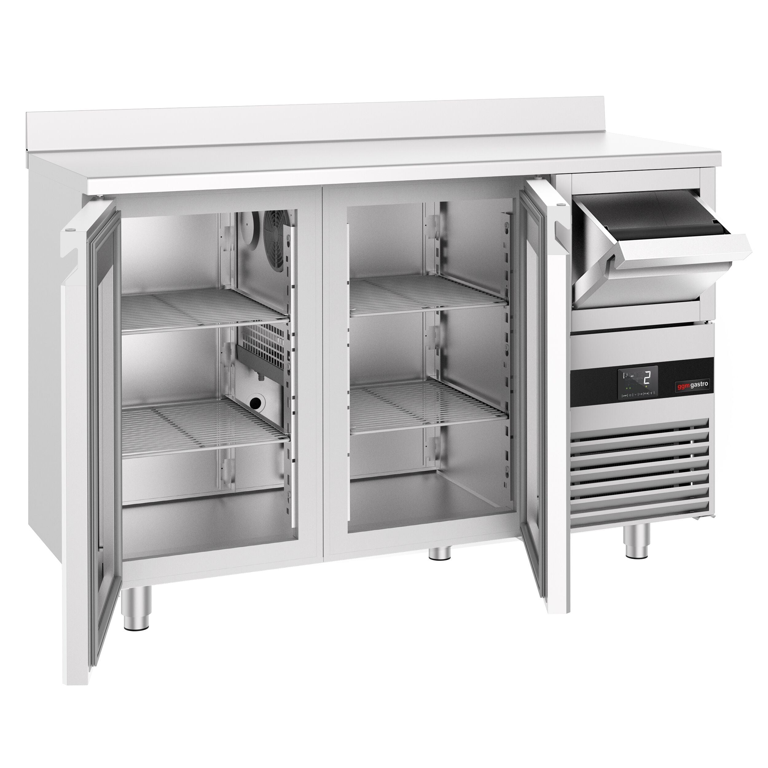 Bar Tipi & Meşrubat Buzdolabı - 1580x600mm - 2 Cam Kapılı, Sırtlı & Telve Kovalı
