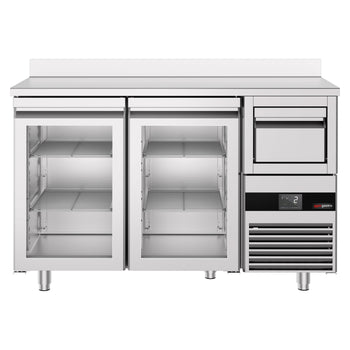 Bar Tipi & Meşrubat Buzdolabı  - 1580x600mm - 2 Cam Kapılı,  Sırtlı & Telve Kovalı