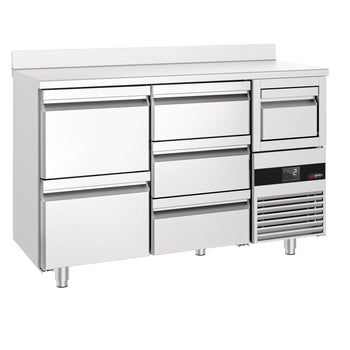 Bar Tipi & Meşrubat Buzdolabı - 1580x600mm - 5 Çekmeceli, Sırtlı & Telve Kovalı