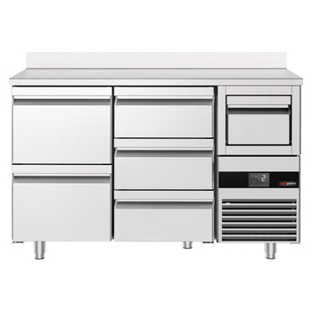 Bar Tipi & Meşrubat Buzdolabı - 1580x600mm - 5 Çekmeceli, Sırtlı & Telve Kovalı