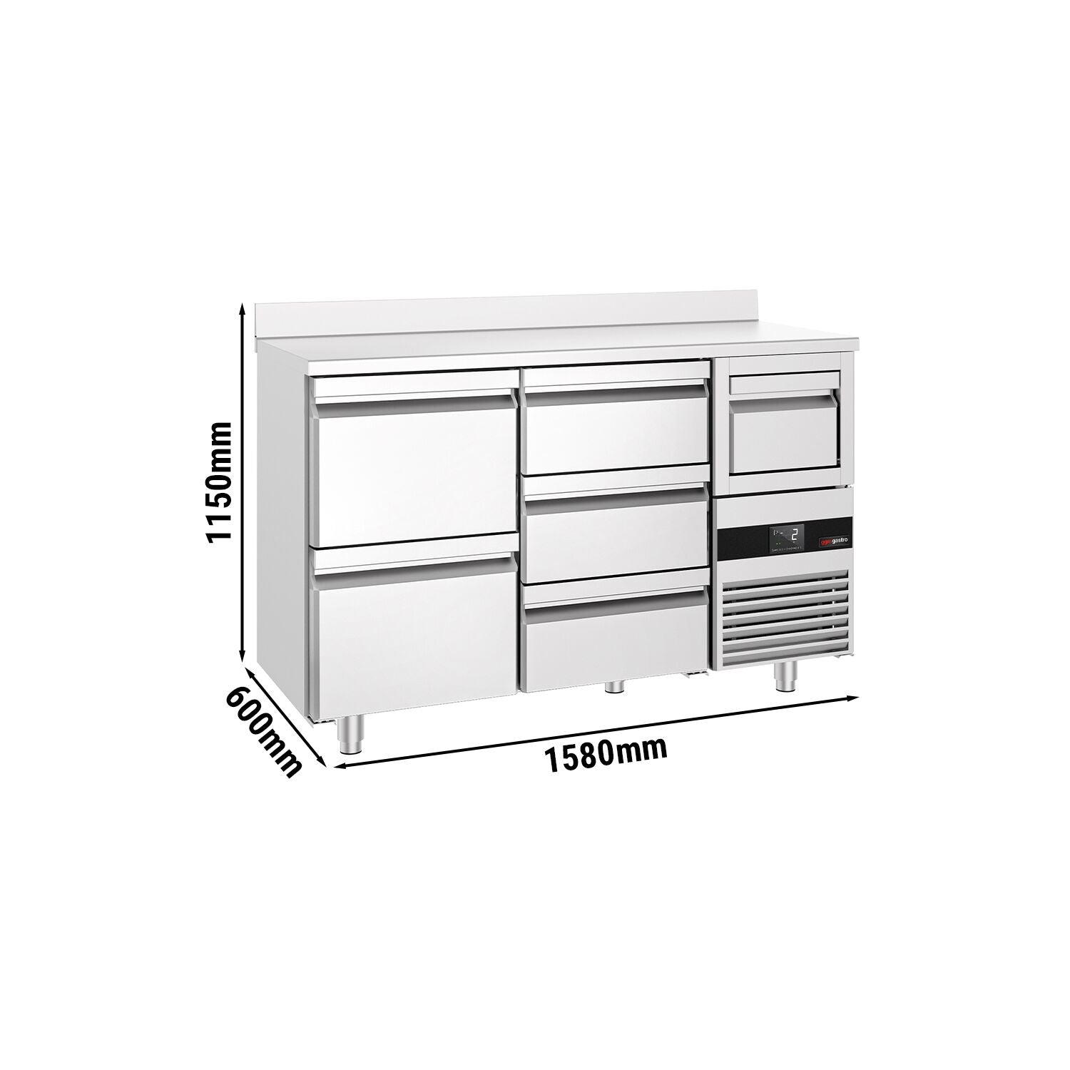 Bar Tipi & Meşrubat Buzdolabı - 1580x600mm - 5 Çekmeceli, Sırtlı & Telve Kovalı