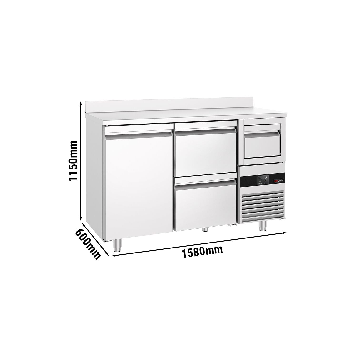 Bar Tipi & Meşrubat Buzdolabı - 1580x600mm - 1 Kapılı, 2 Çekmeceli , Sırtlı & Telve Kovalı