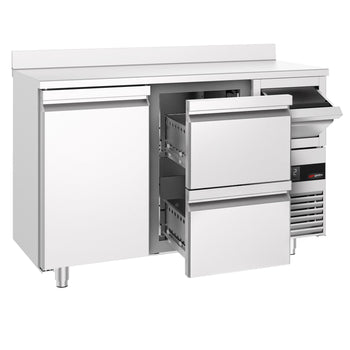 Bar Tipi & Meşrubat Buzdolabı - 1580x600mm - 1 Kapılı, 2 Çekmeceli , Sırtlı & Telve Kovalı