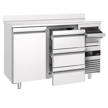 Bar Tipi & Meşrubat Buzdolabı - 1580x600mm - 1 Kapılı, 3 Çekmeceli , Sırtlı & Telve Kovalı