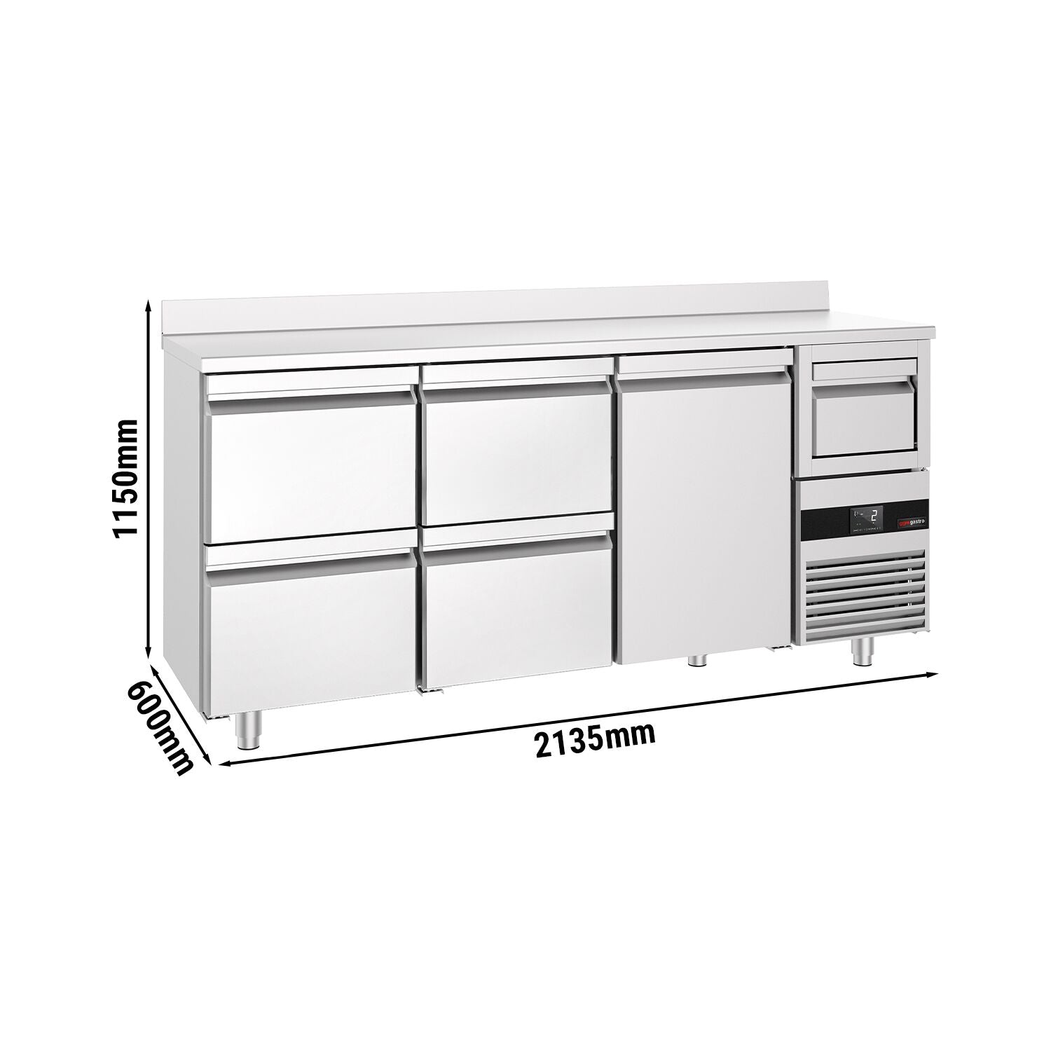 Bar Tipi & Meşrubat Buzdolabı - 2130x600mm - 1 Kapılı, 4 Çekmeceli , Sırtlı & Telve Kovalı