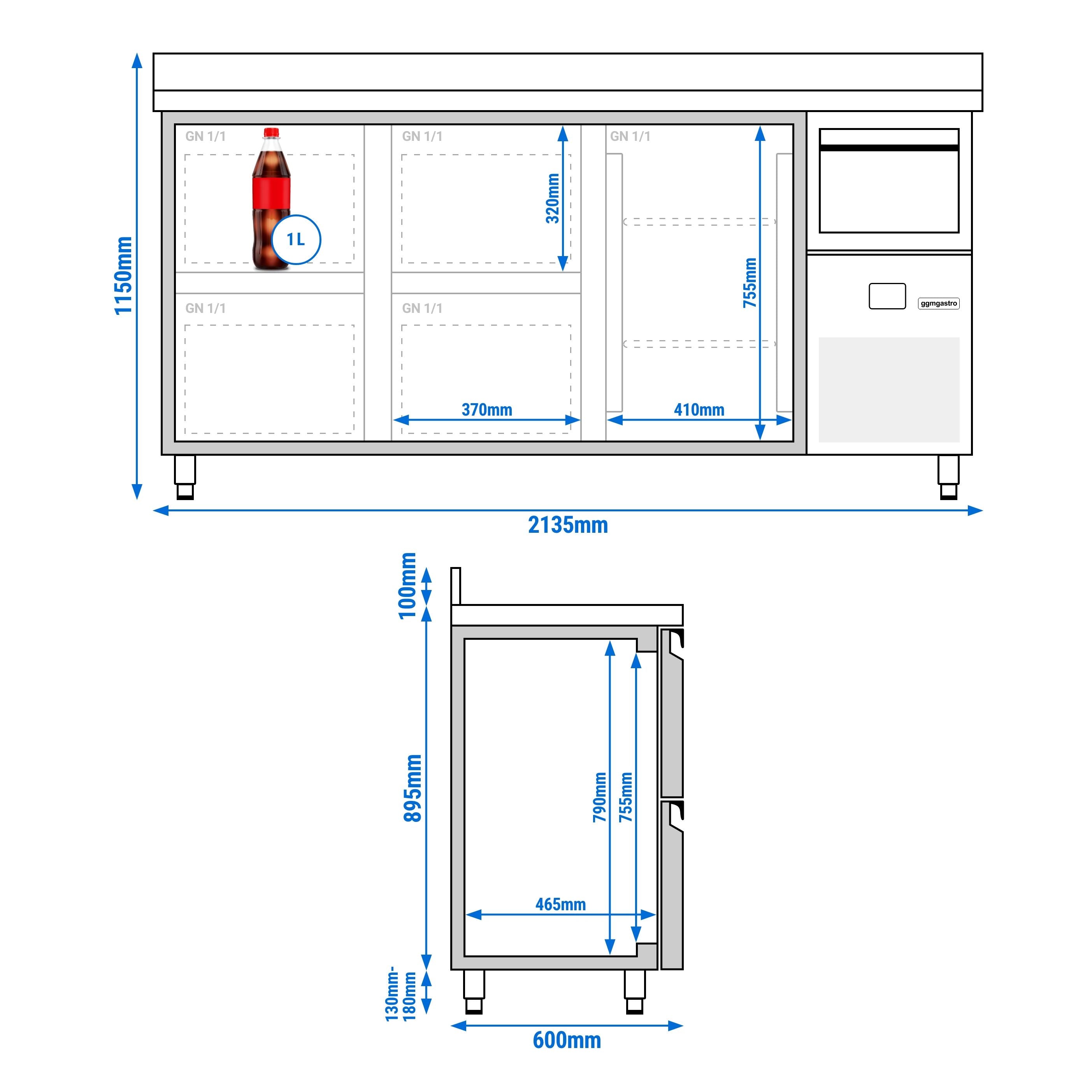 Bar Tipi & Meşrubat Buzdolabı - 2130x600mm - 1 Kapılı, 4 Çekmeceli , Sırtlı & Telve Kovalı