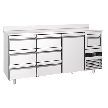 Bar Tipi & Meşrubat Buzdolabı - 2130x600mm - 1 Kapılı, 6 Çekmeceli, Sırtlı & Telve Kovalı
