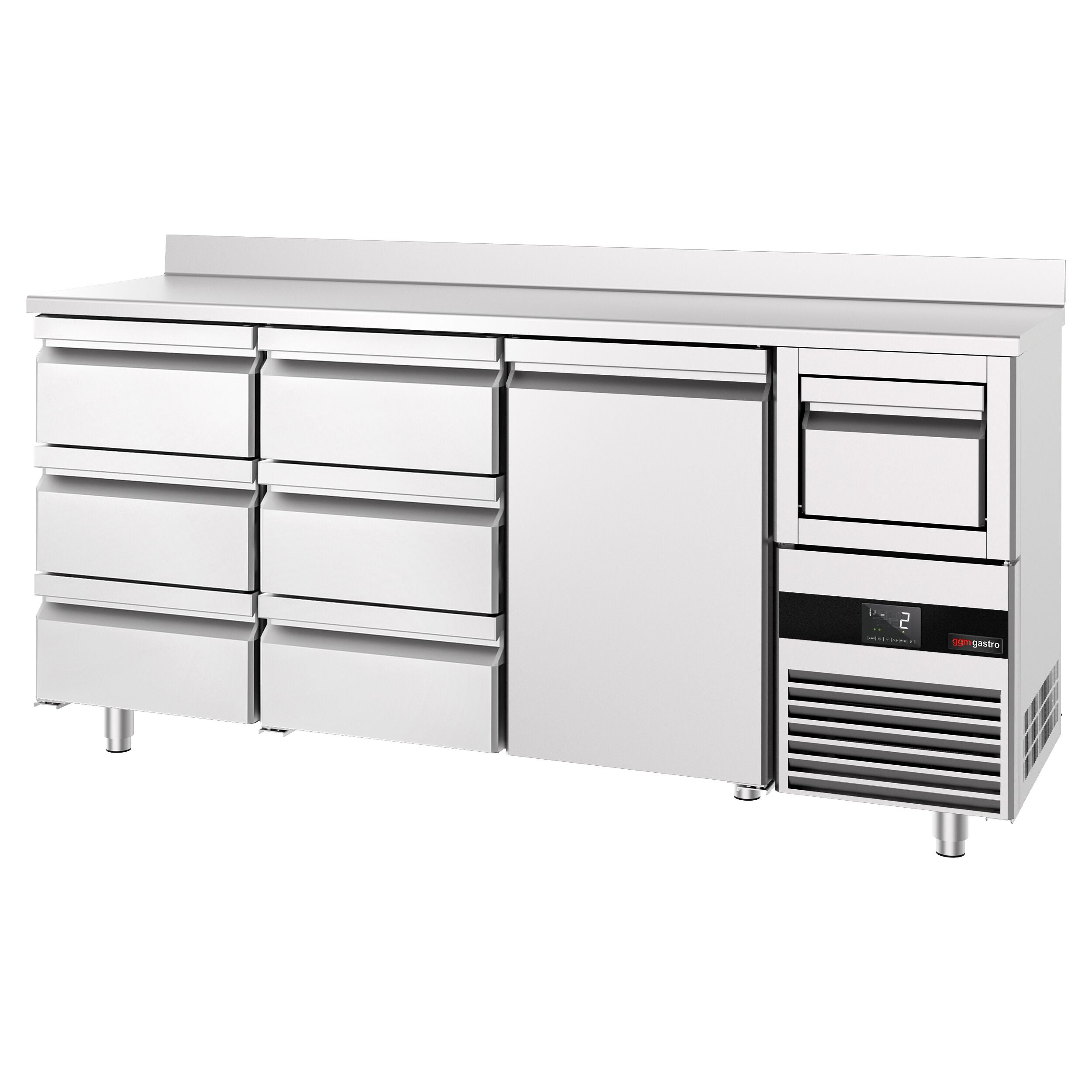 Bar Tipi & Meşrubat Buzdolabı - 2130x600mm - 1 Kapılı, 6 Çekmeceli , Sırtlı & Telve Kovalı