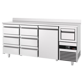 Bar Tipi & Meşrubat Buzdolabı - 2130x600mm - 1 Kapılı, 6 Çekmeceli, Sırtlı & Telve Kovalı