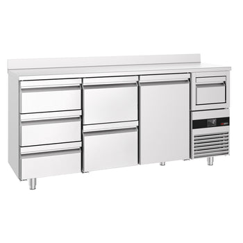 Bar Tipi & Meşrubat Buzdolabı - 2130x600mm - 1 Kapılı, 5 Çekmeceli, Sırtlı & Telve Kovalı