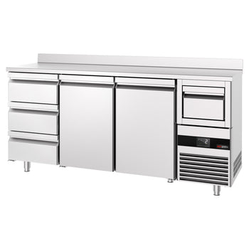 Bar Tipi & Meşrubat Buzdolabı - 2130x600mm - 2 Kapılı, 3 Çekmeceli, Sırtlı & Telve Kovalı