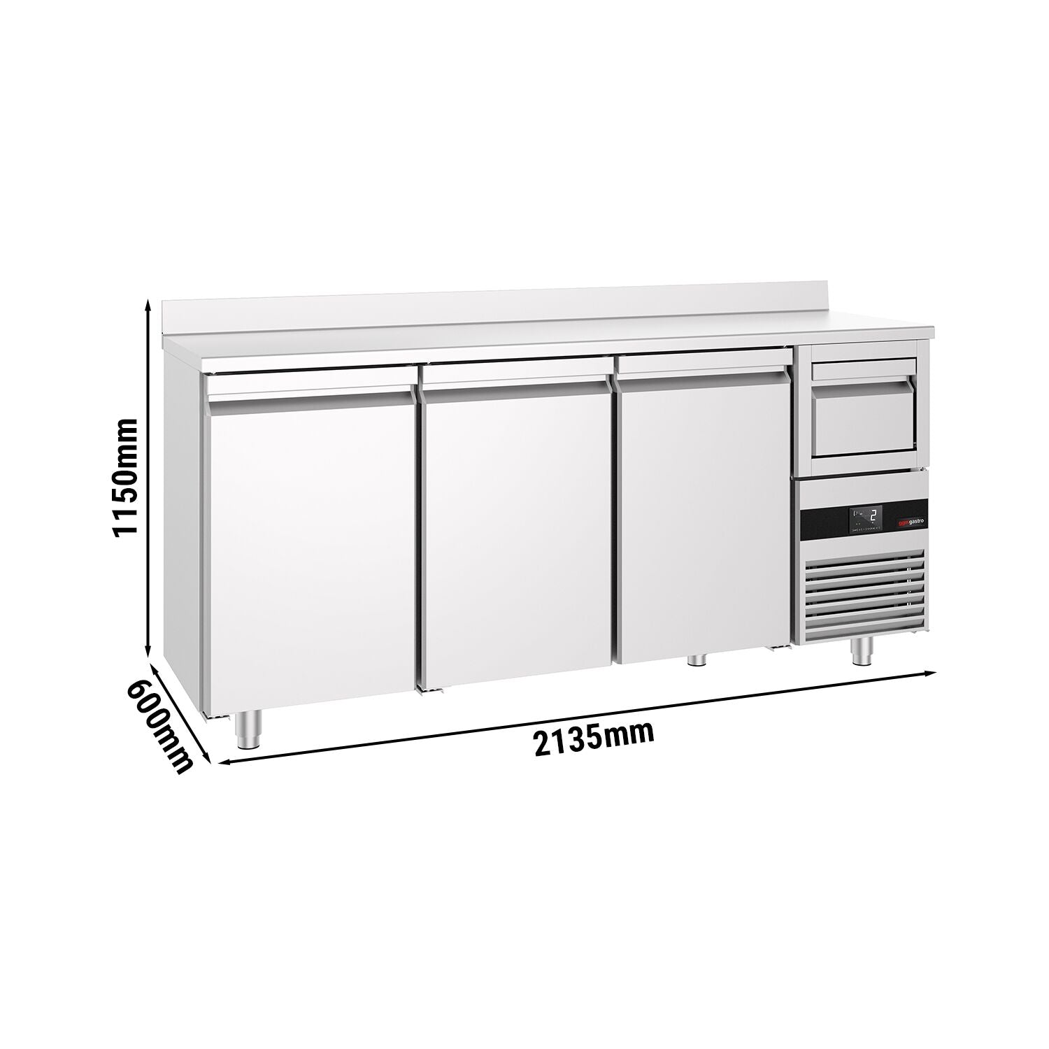 Bar Tipi & Meşrubat Buzdolabı - 2130x600mm - 3 Kapılı, Sırtlı & Telve Kovalı