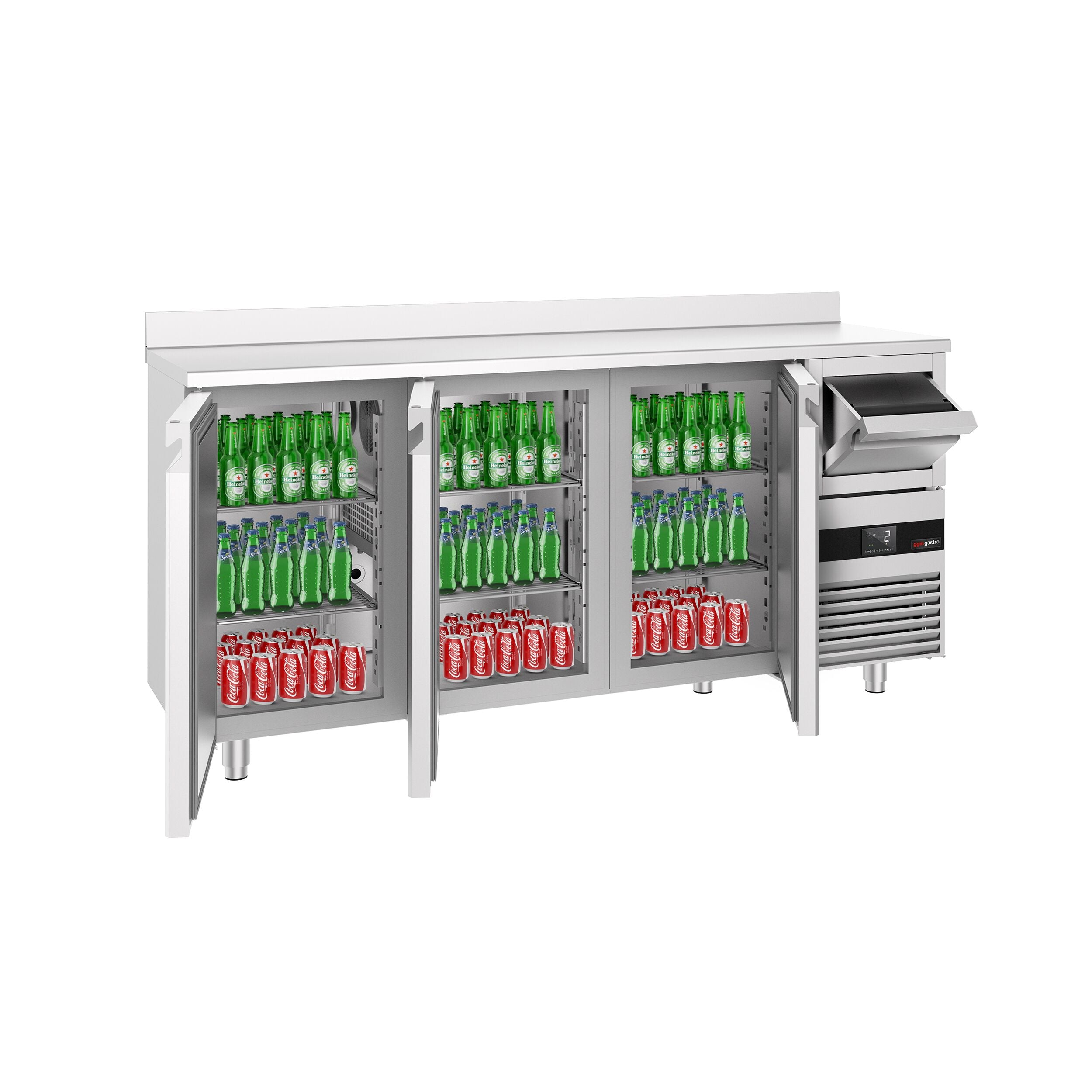 Bar Tipi & Meşrubat Buzdolabı - 2130x600mm - 3 Kapılı, Sırtlı & Telve Kovalı