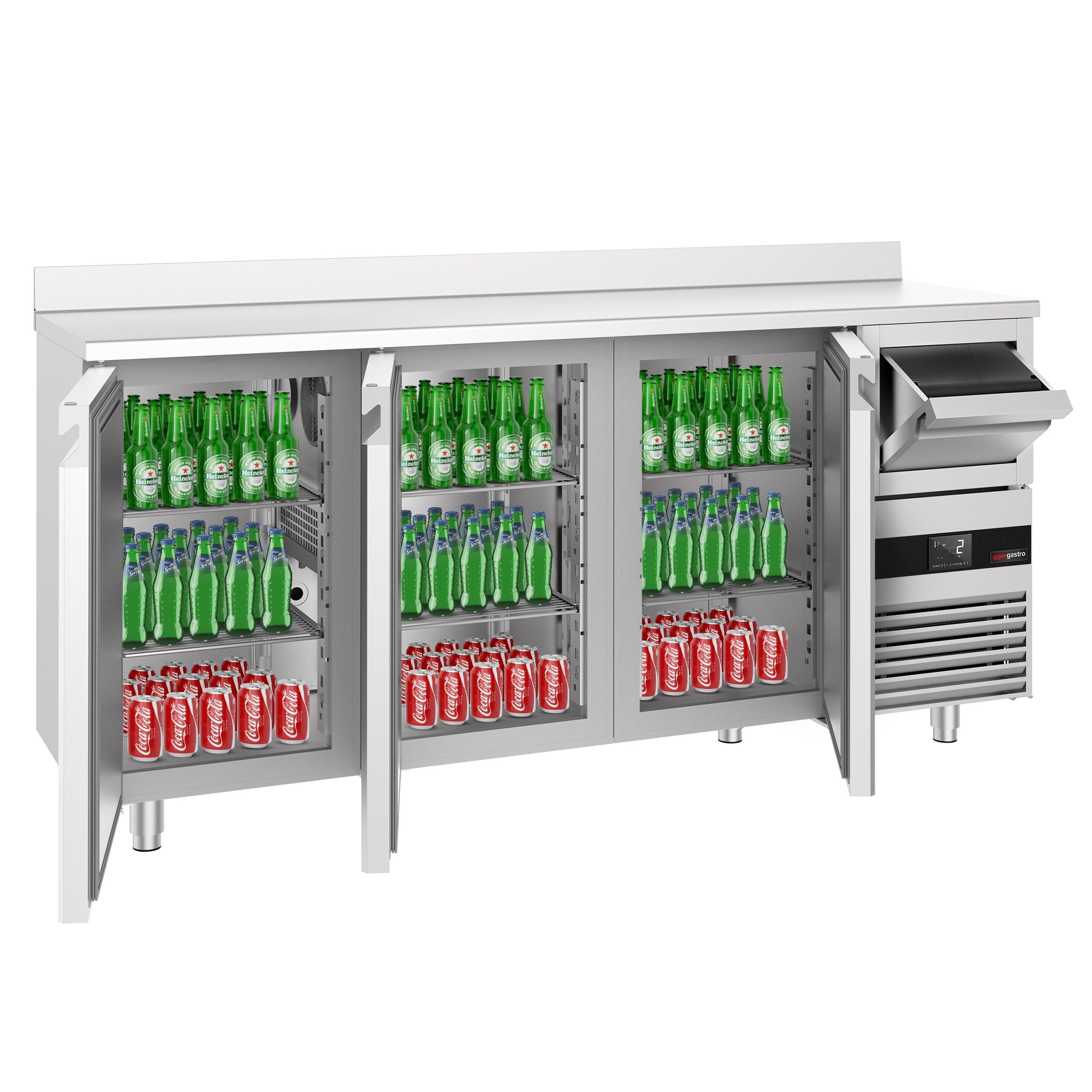 Bar Tipi & Meşrubat Buzdolabı - 2130x600mm - 3 Kapılı, Sırtlı & Telve Kovalı