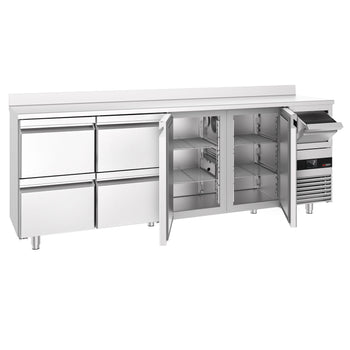 Bar Tipi & Meşrubat Buzdolabı - 2690x600mm - 2 Kapılı, 4 Çekmeceli, Sırtlı & Telve Kovalı