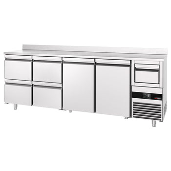 Bar Tipi & Meşrubat Buzdolabı - 2690x600mm - 2 Kapılı, 4 Çekmeceli, Sırtlı & Telve Kovalı