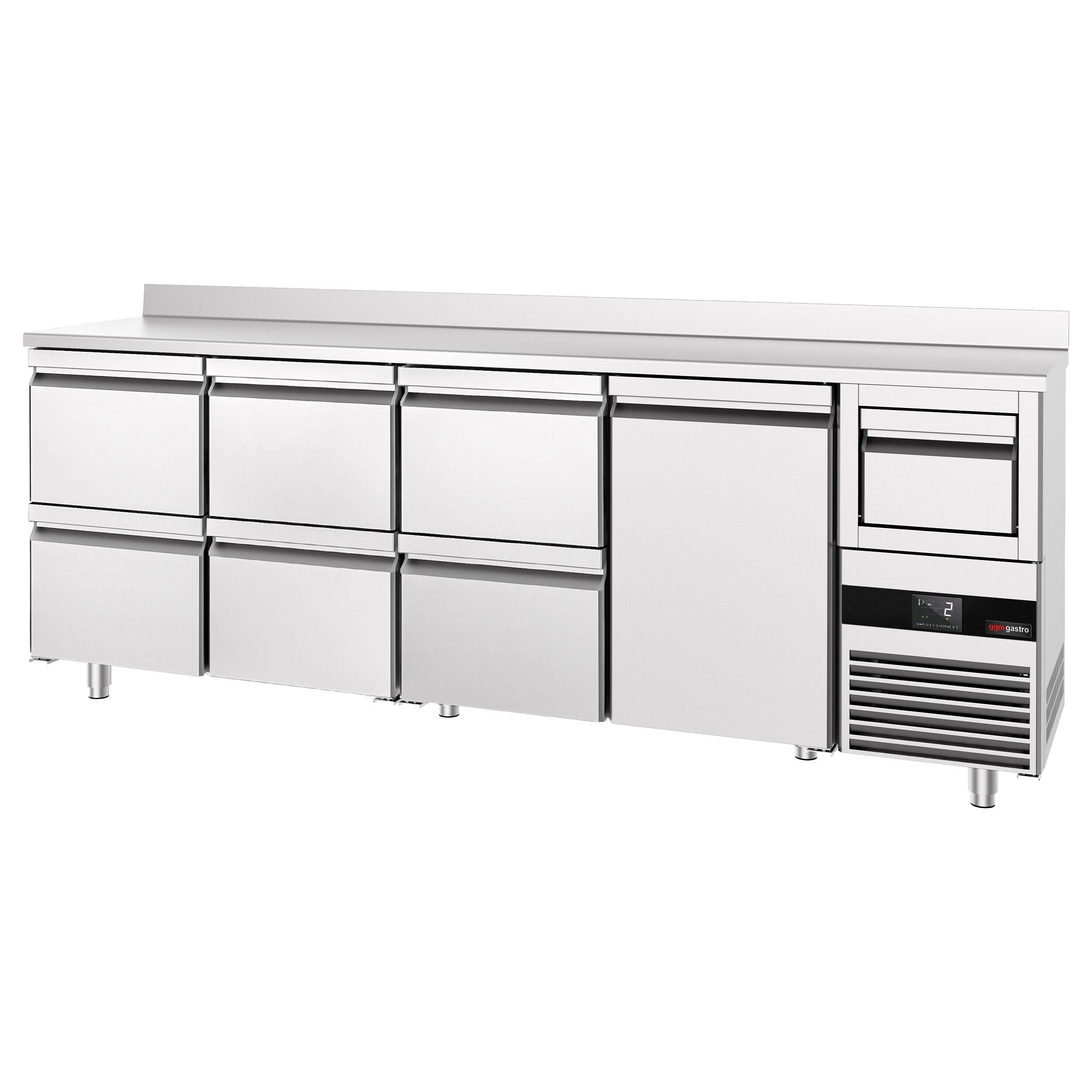 Bar Tipi & Meşrubat Buzdolabı - 2690x600mm - 1 Kapılı, 6 Çekmeceli , Sırtlı & Telve Kovalı