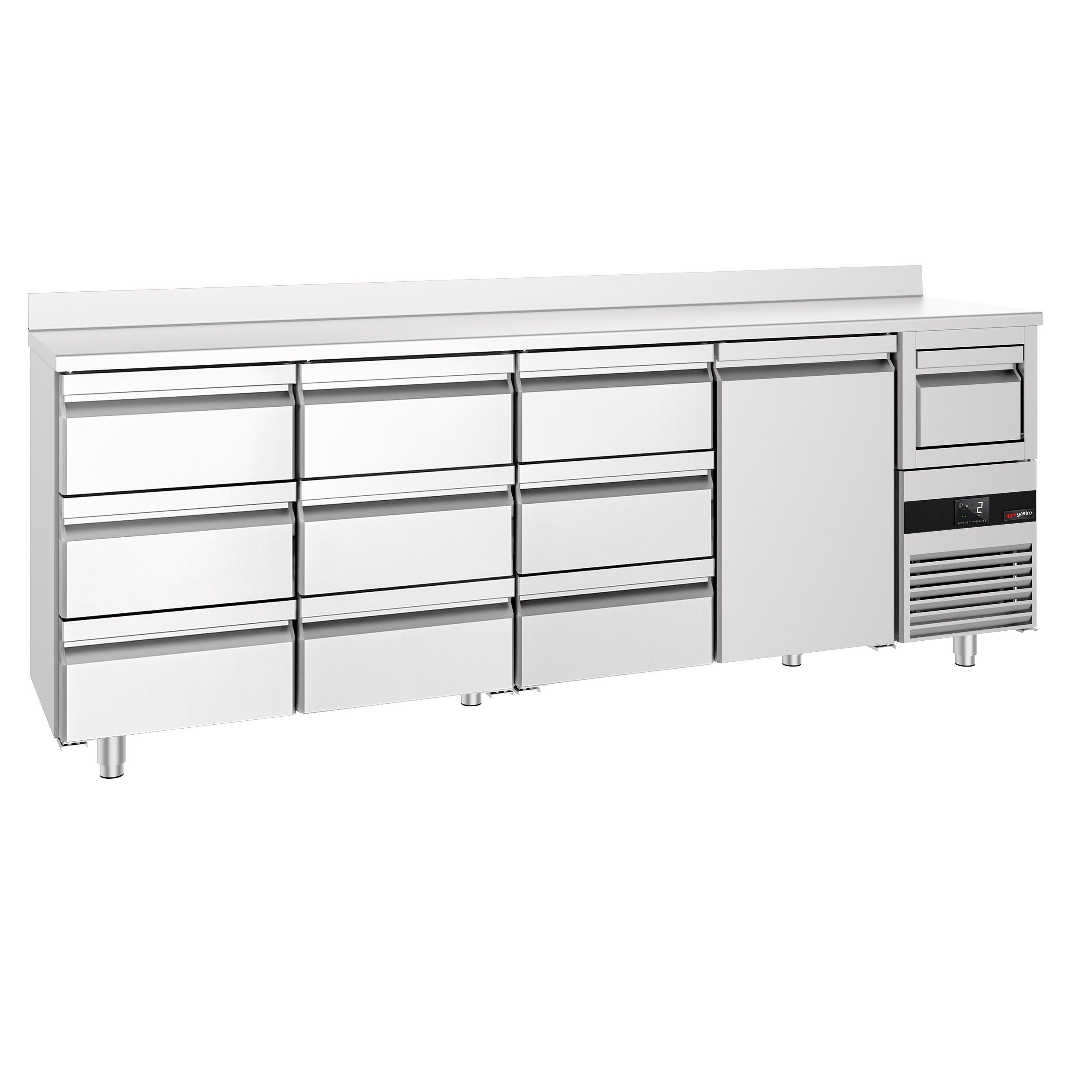 Bar Tipi & Meşrubat Buzdolabı - 2690x600mm - 1 Kapılı, 9 Çekmeceli , Sırtlı & Telve Kovalı