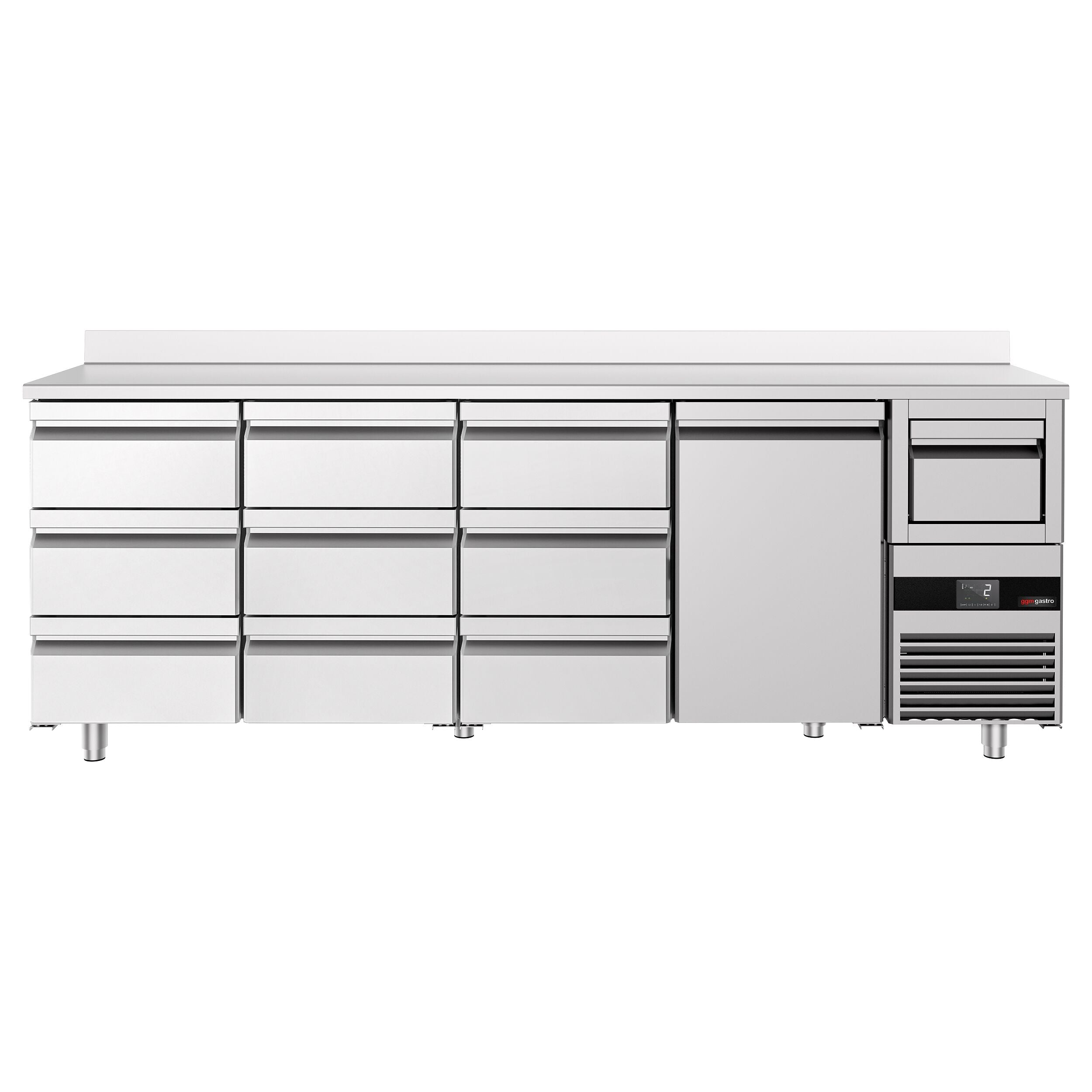 Bar Tipi & Meşrubat Buzdolabı - 2690x600mm - 1 Kapılı, 9 Çekmeceli , Sırtlı & Telve Kovalı