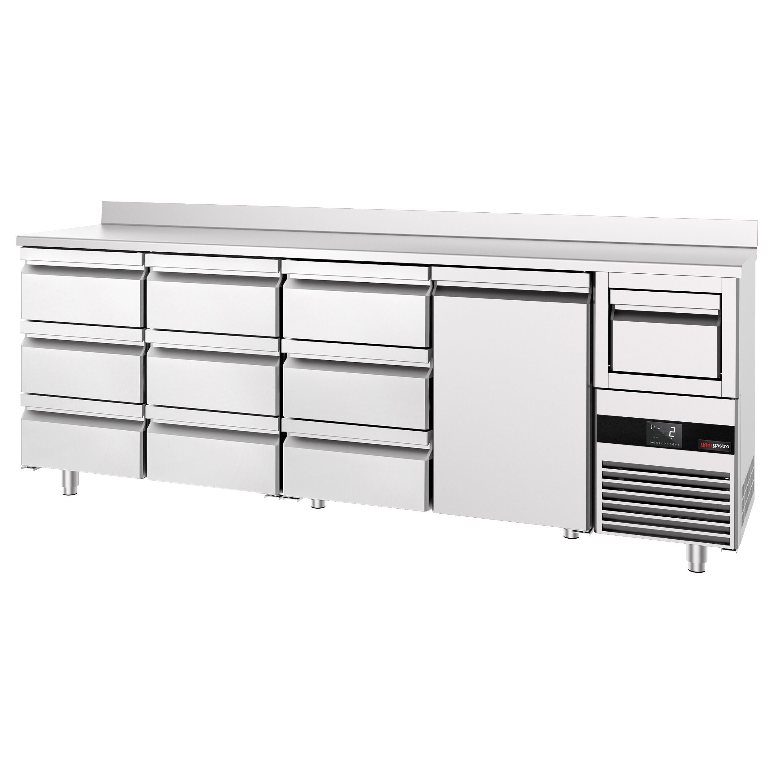 Bar Tipi & Meşrubat Buzdolabı - 2690x600mm - 1 Kapılı, 9 Çekmeceli , Sırtlı & Telve Kovalı