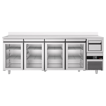 Bar Tipi & Meşrubat Buzdolabı - 2690x600mm - 4 Cam Kapılı, Sırtlı & Telve Kovalı