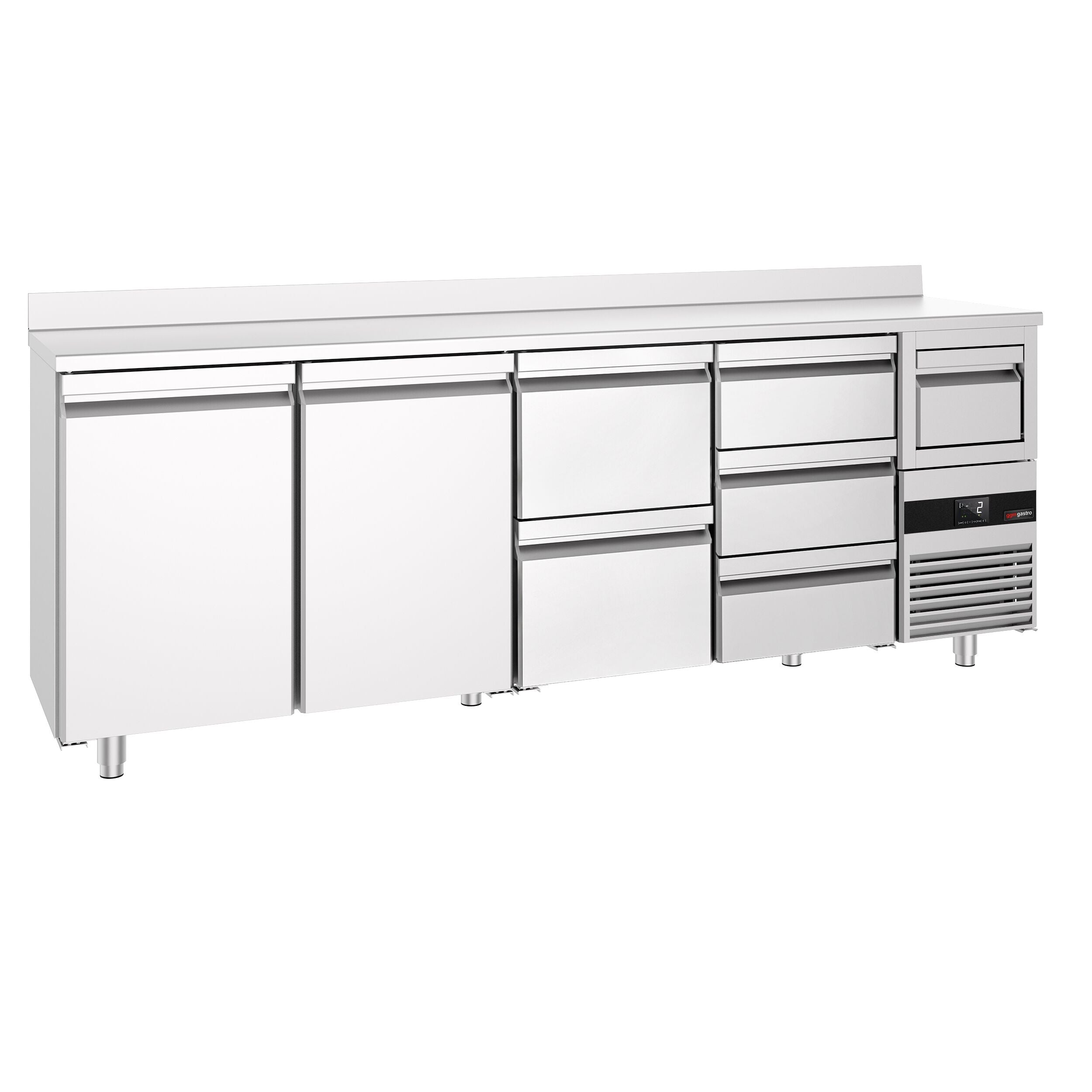 Bar Tipi & Meşrubat Buzdolabı - 2690x600mm - 2 Kapılı, 5 Çekmeceli , Sırtlı & Telve Kovalı