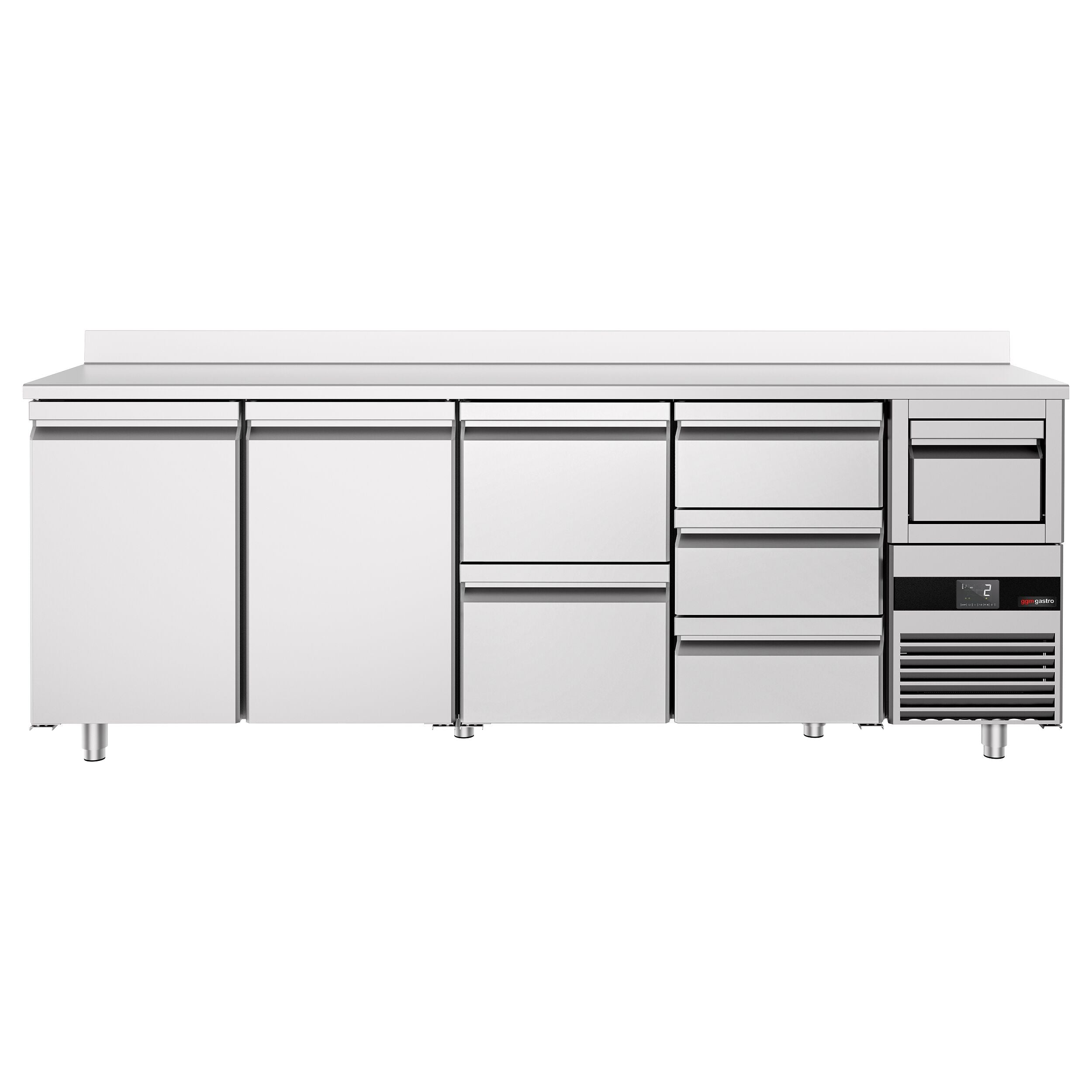Bar Tipi & Meşrubat Buzdolabı - 2690x600mm - 2 Kapılı, 5 Çekmeceli , Sırtlı & Telve Kovalı