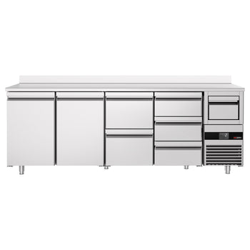 Bar Tipi & Meşrubat Buzdolabı  - 2690x600mm - 2 Kapılı, 5 Çekmeceli , Sırtlı & Telve Kovalı