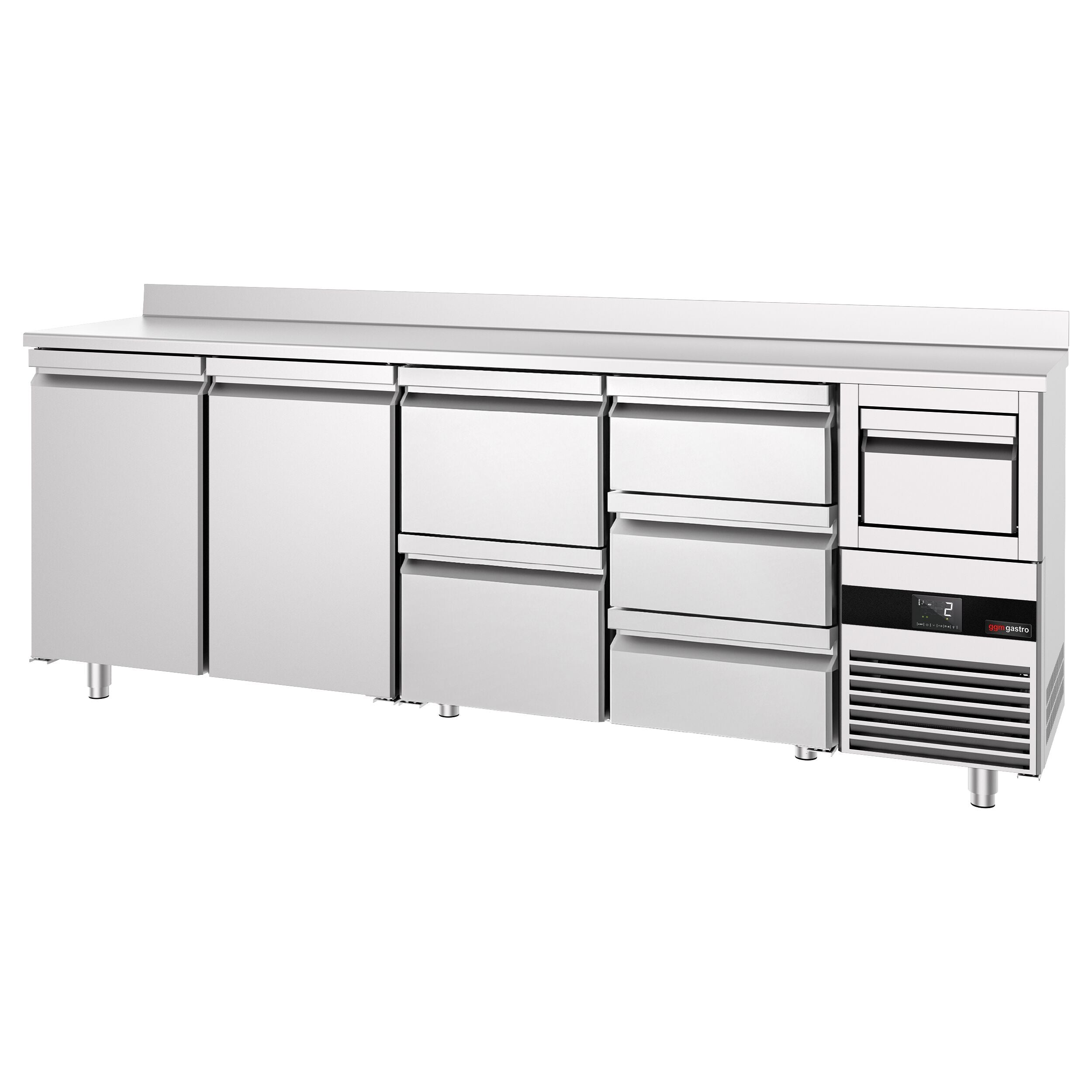 Bar Tipi & Meşrubat Buzdolabı - 2690x600mm - 2 Kapılı, 5 Çekmeceli , Sırtlı & Telve Kovalı