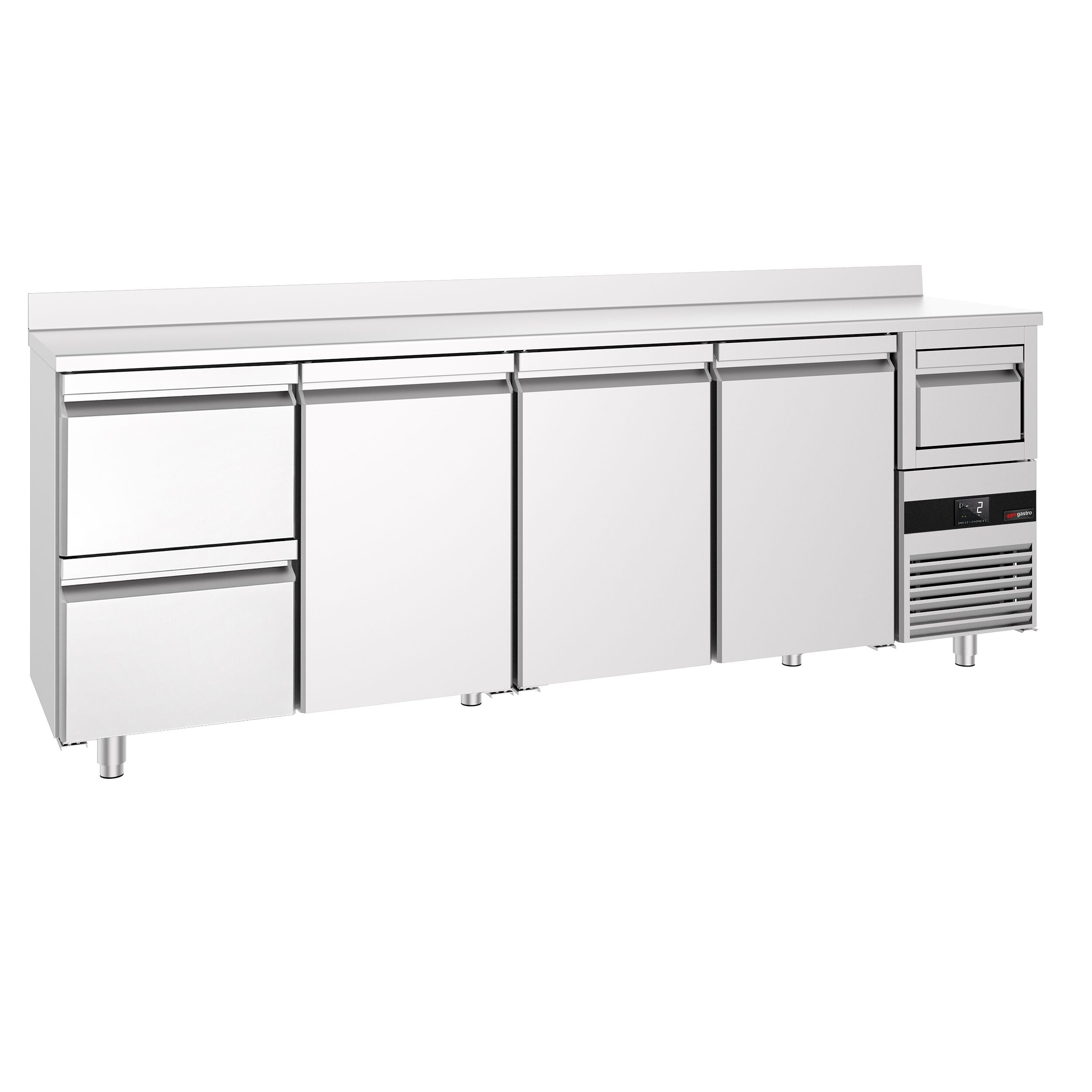Bar Tipi & Meşrubat Buzdolabı - 2690x600mm - 3 Kapılı, 2 Çekmeceli , Sırtlı & Telve Kovalı