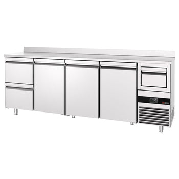 Bar Tipi & Meşrubat Buzdolabı - 2690x600mm - 3 Kapılı, 2 Çekmeceli, Sırtlı & Telve Kovalı