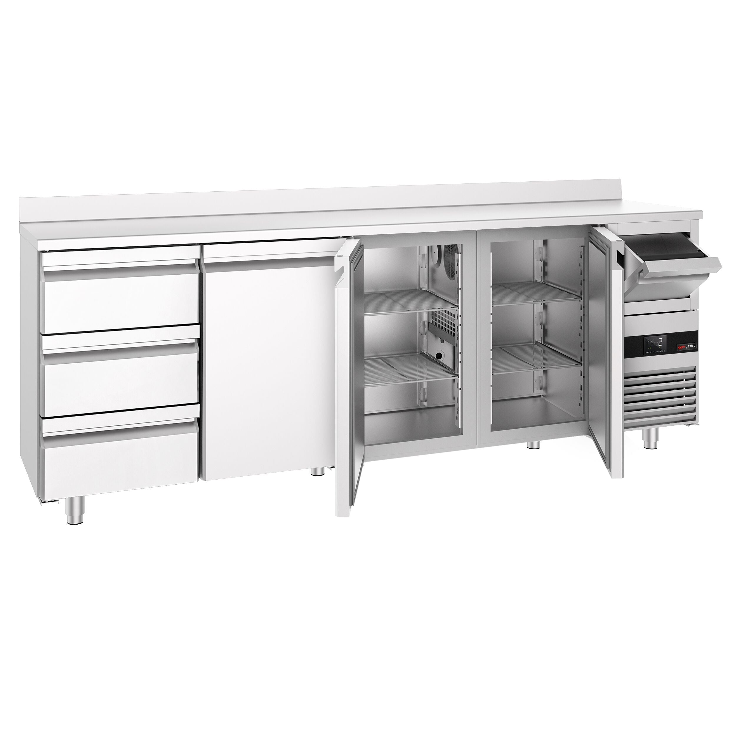 Bar Tipi & Meşrubat Buzdolabı - 2690x600mm - 3 Kapılı, 3 Çekmeceli , Sırtlı & Telve Kovalı