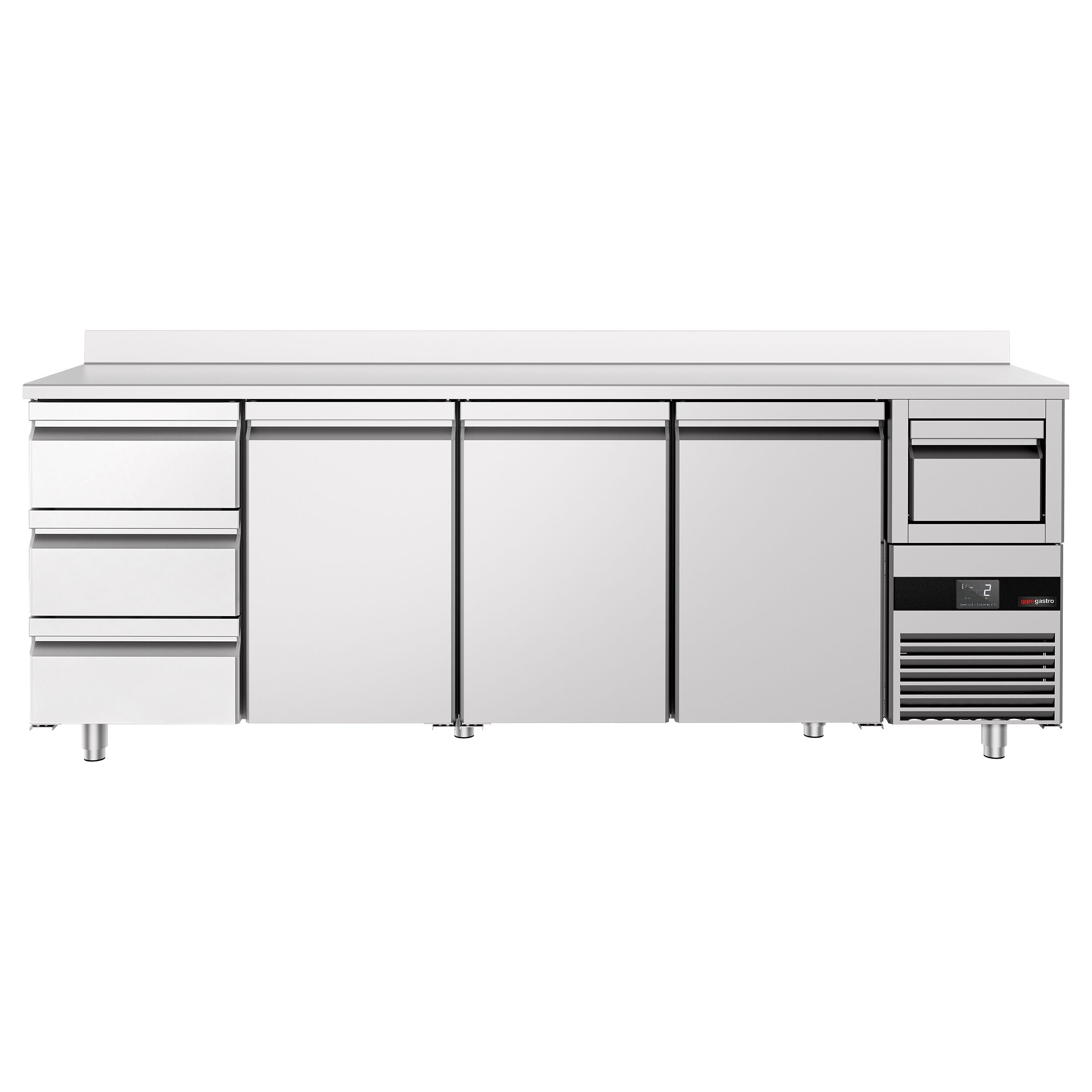 Bar Tipi & Meşrubat Buzdolabı - 2690x600mm - 3 Kapılı, 3 Çekmeceli , Sırtlı & Telve Kovalı