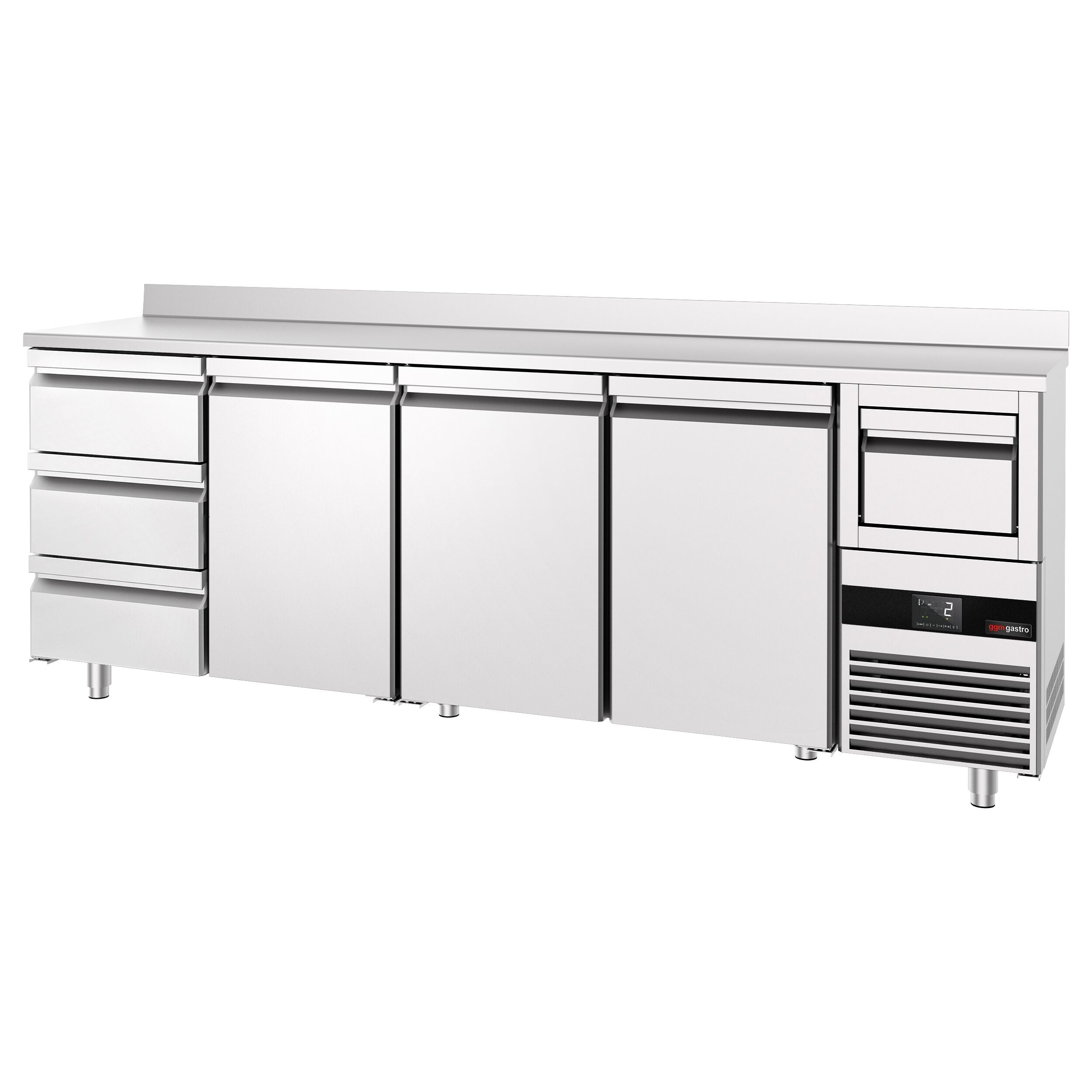 Bar Tipi & Meşrubat Buzdolabı - 2690x600mm - 3 Kapılı, 3 Çekmeceli , Sırtlı & Telve Kovalı