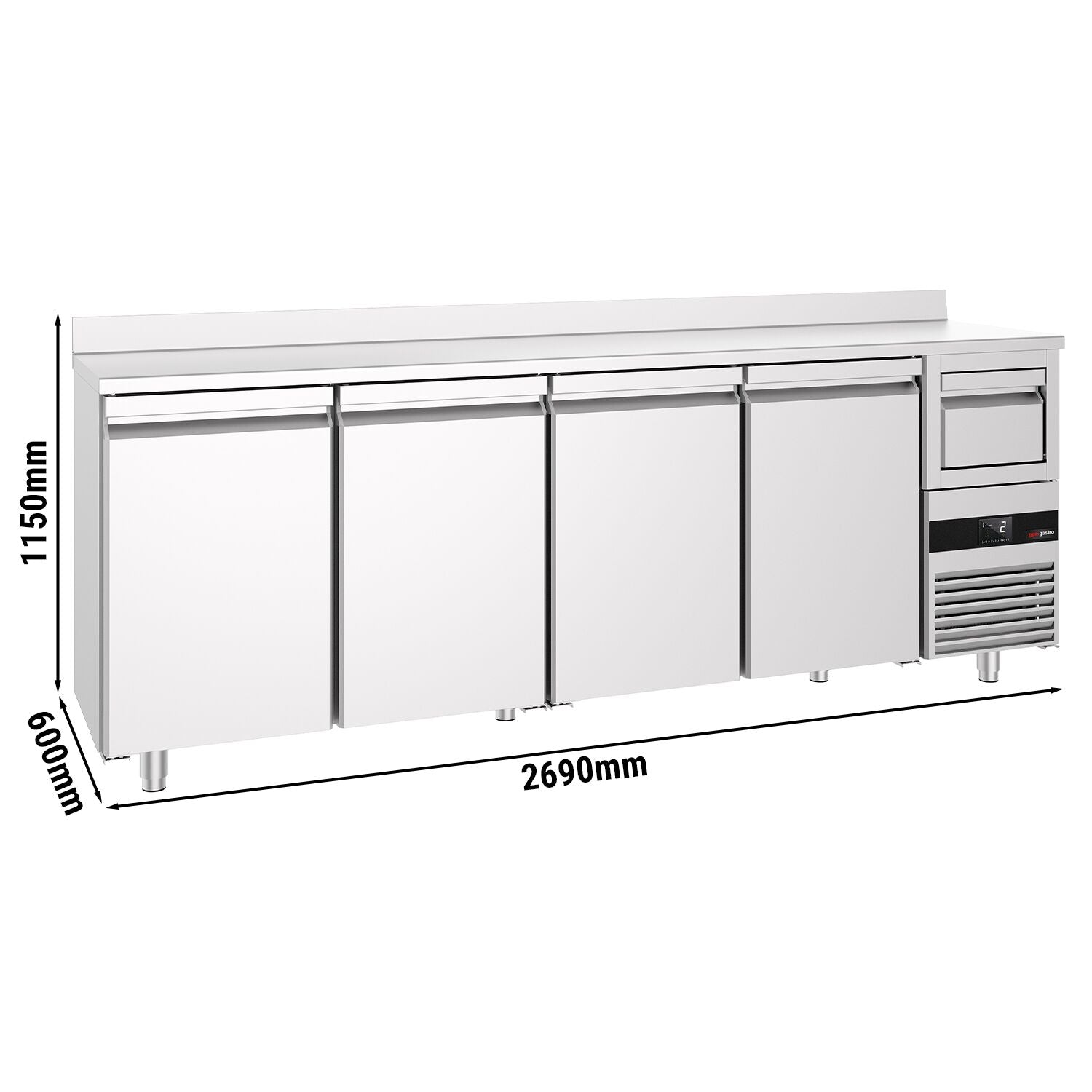 Bar Tipi & Meşrubat Buzdolabı - 2690x600mm - 4 Kapılı, Sırtlı & Telve Kovalı