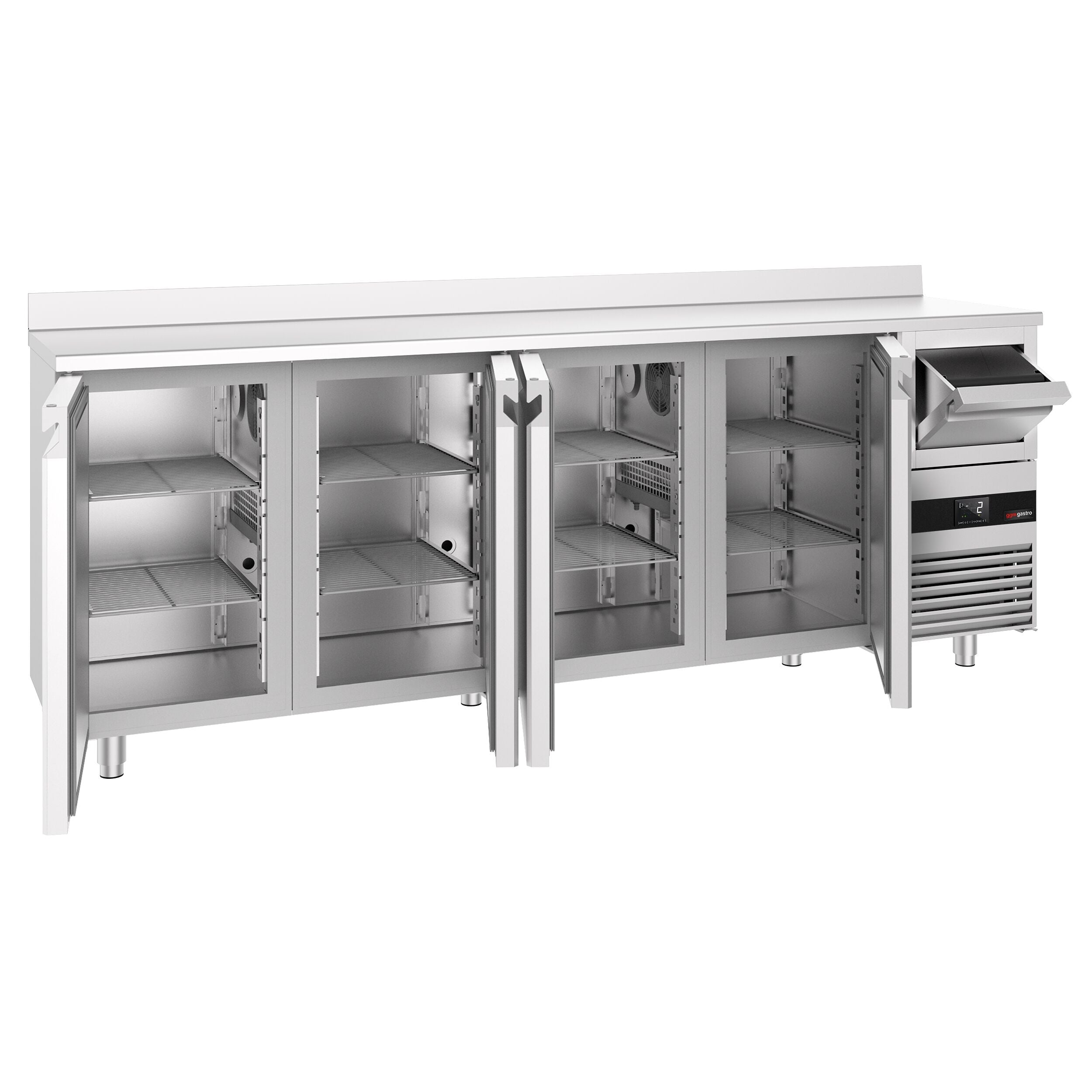 Bar Tipi & Meşrubat Buzdolabı - 2690x600mm - 4 Kapılı, Sırtlı & Telve Kovalı