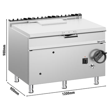 900 Seri Devrilir Tava - Gazlı - 120L - 30kW - Manuel Kaldırma (El Çarklı) - Su Doldurma Musluklu