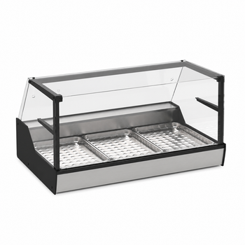 Set Üstü Sıcak Teşhir Ünitesi - 3 GN 1/1 - Yüksek Düz Camlı - 1010x880x620 mm