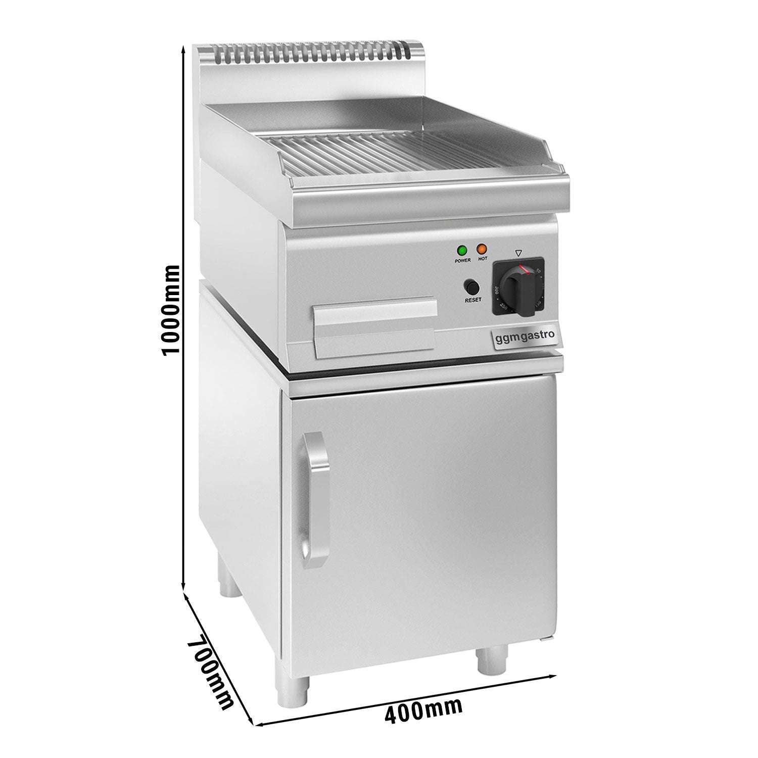 Elektrikli Pleyt Izgara - 3,6 kW - Oluklu -1 Kapılı Alt Stand Dahil