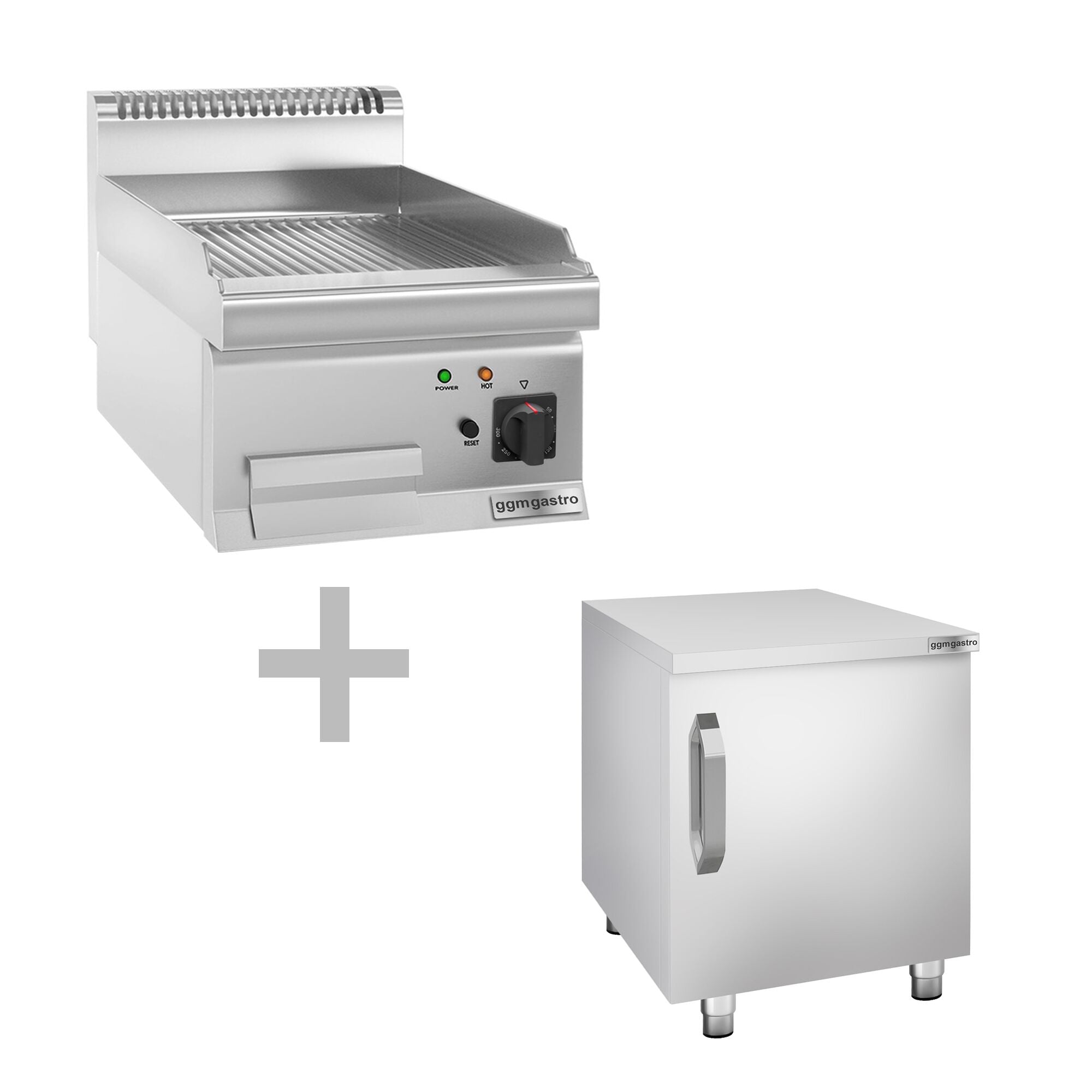 Elektrikli Pleyt Izgara - 4,5 kW - Oluklu -1 Kapılı Alt Stand Dahil