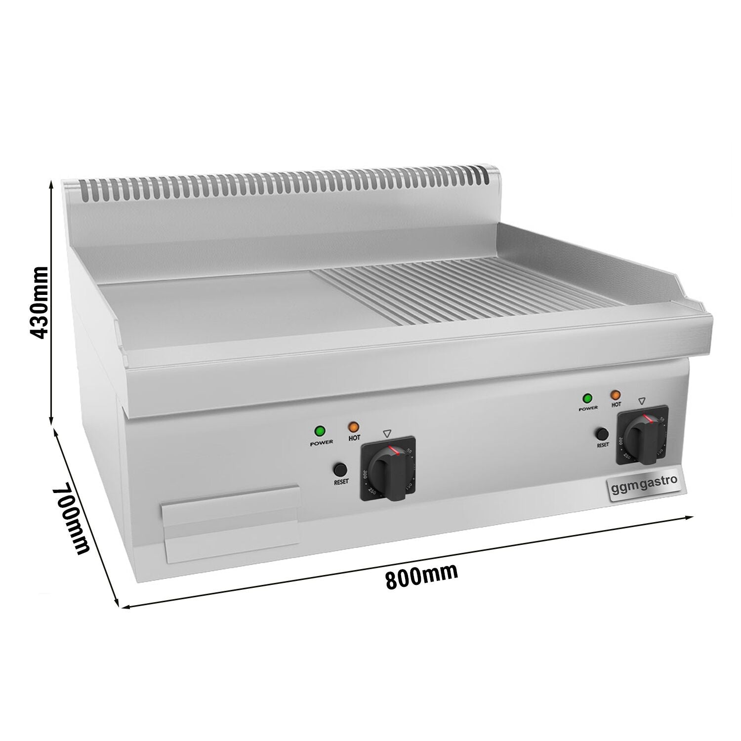 Elektrikli Pleyt Izgara- 7,1 kW - Pürüzsüz & Oluklu