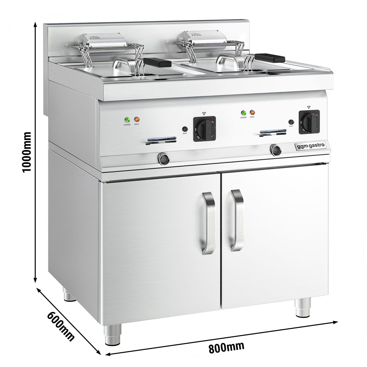 Elektrikli çiftli Fritöz - 10+10 Lt. - 18 kW -2 Kapılı Alt Stand Dahil